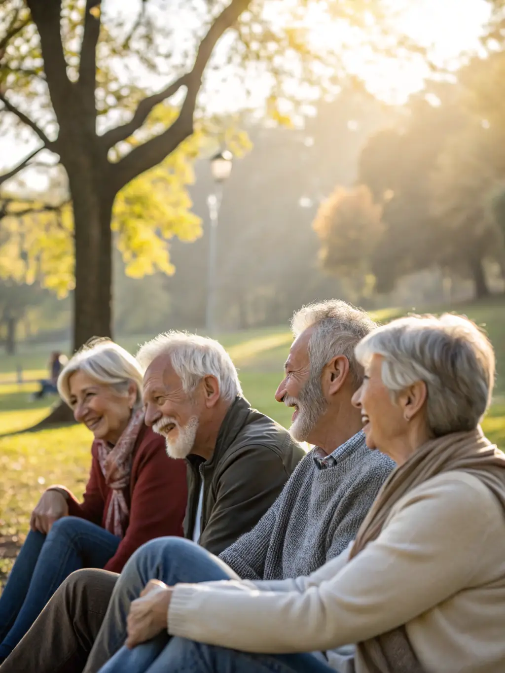 A diverse group of people participating in an intergenerational storytelling event organized by CONTES EN OLERON. The participants are sharing stories and experiences, fostering a sense of community and connection.